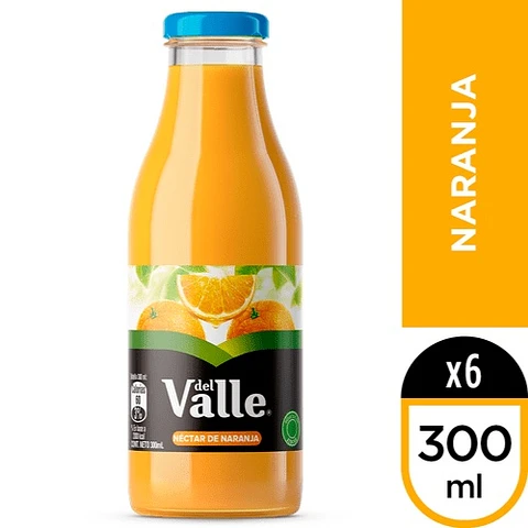 Jugo néctar de naranja botella vidrio pack 6 und 300 ML -ANDINA DEL VALLE