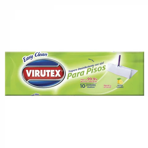 Trapero húmedo desinfectante para todo tipo de piso - limón 10 UND x 1 PQTE -VIRUTEX