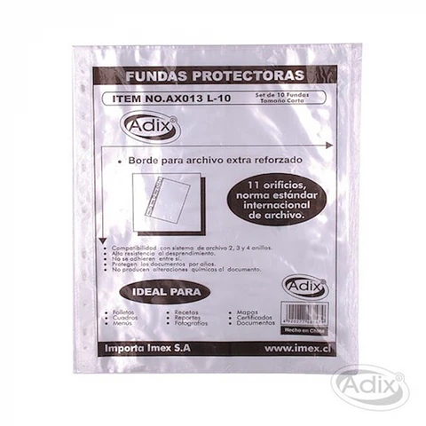 Funda plástica carta 10 UND -ADIX