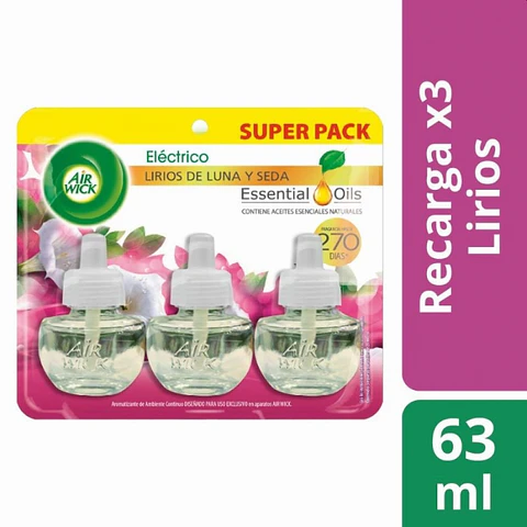 Desodorante ambiental pack 3 repuestos de 21 ml LIRIOS DE LUNA Y SEDA -AIRWICK