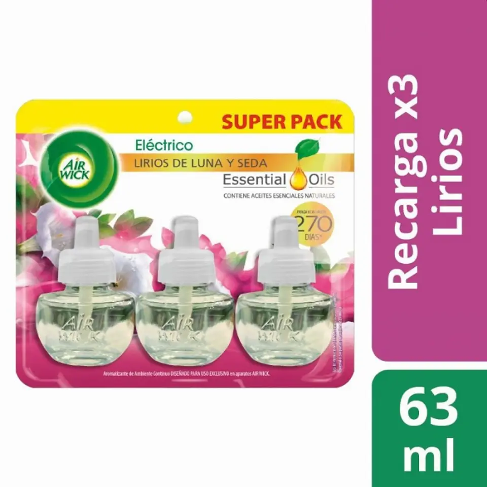 Desodorante ambiental pack 3 repuestos de 21 ml LIRIOS DE LUNA Y SEDA -AIRWICK 1