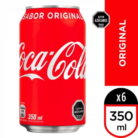 Bebida lata coca cola original pack 6 und 350 ML -COCA-COLA