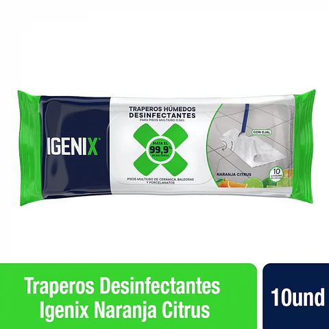 Trapero húmedo desinfectante multiuso - naranja citrus 10 UND x 1 PQTE -IGENIX
