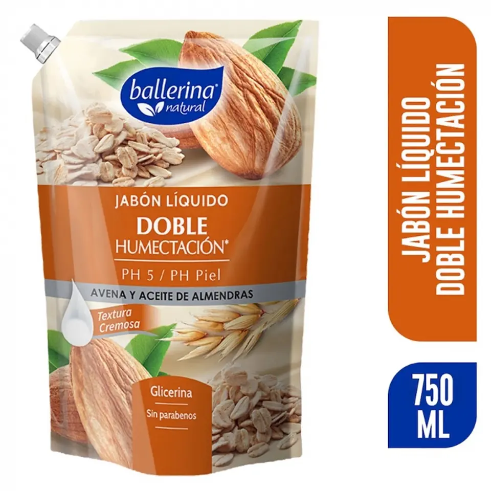 Jabón líquido - avena y aceite de almendras 750 ML -BALLERINA 1