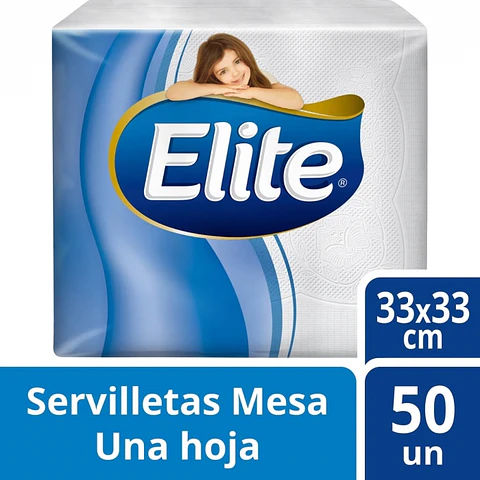 SERVILLETA MESA H/S MESA BLANCA 33 x 33 CM 50 HJS x 1 PQTE -ELITE