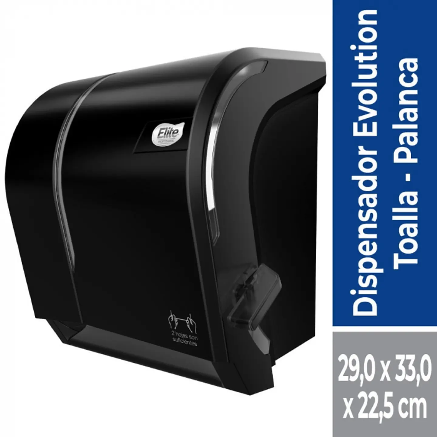 Dispensador toalla de papel corte manual c/ palanca PLÁSTICO / NEGRO -ELITE 1