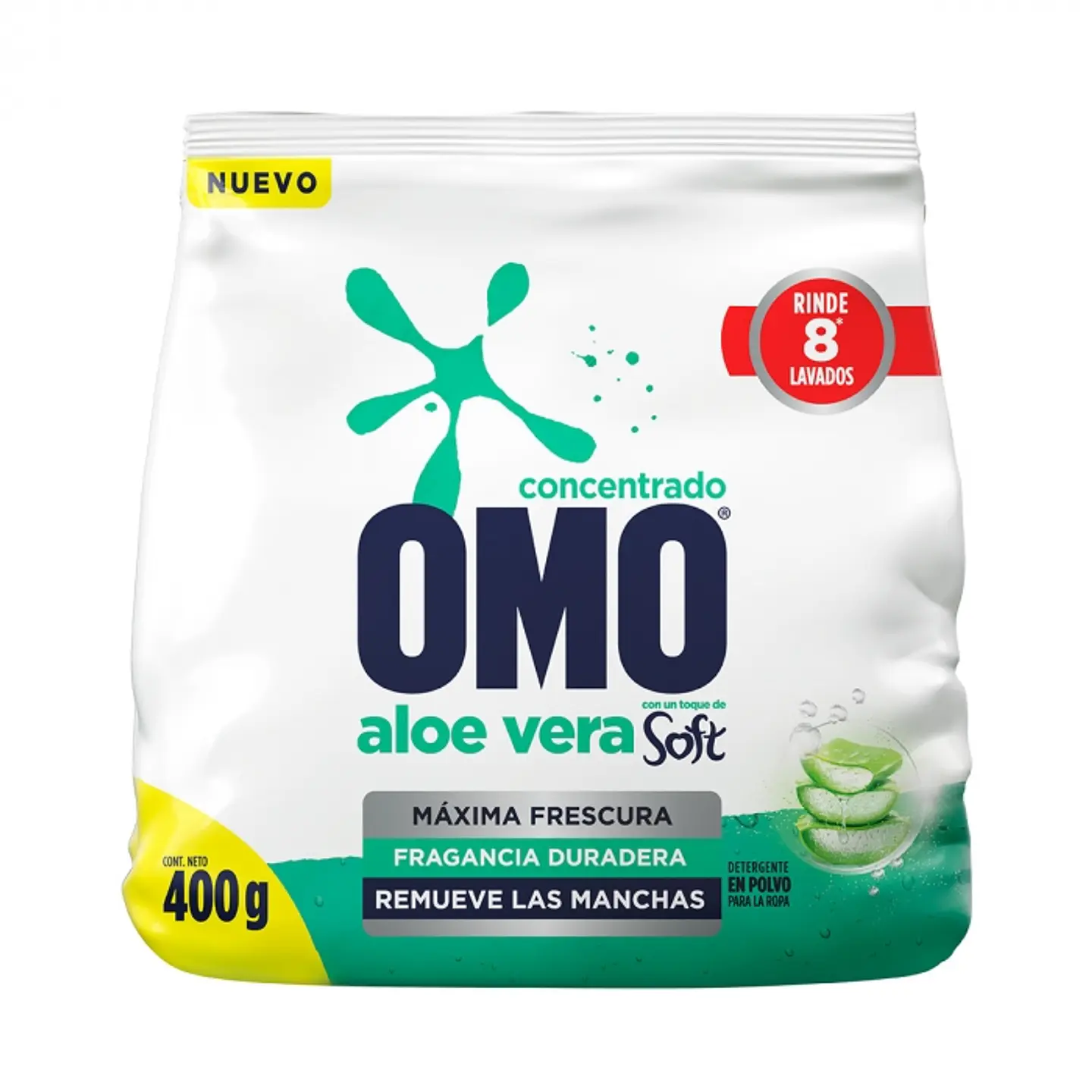 Detergente en polvo ropa con soft aloe vera 400 GR -OMO 1