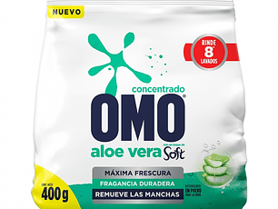 Detergente en polvo ropa con soft aloe vera 400 GR -OMO