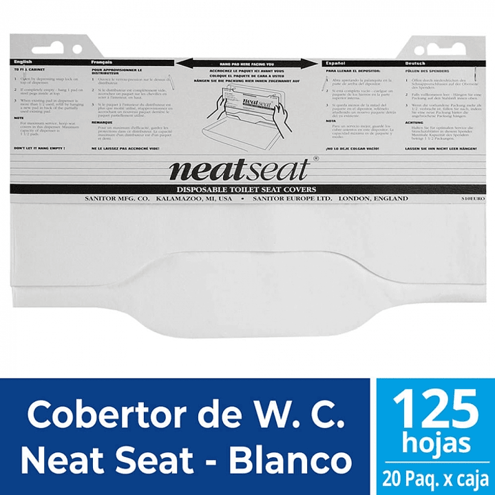 Cobertor de wc neat seat blanco 125 HJS x 20 PQTES -ELITE 1