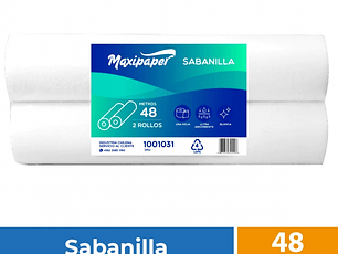 Sabanilla clínica h/s blanca 48 MT x 2 ROLLOS -MAXIPAPER