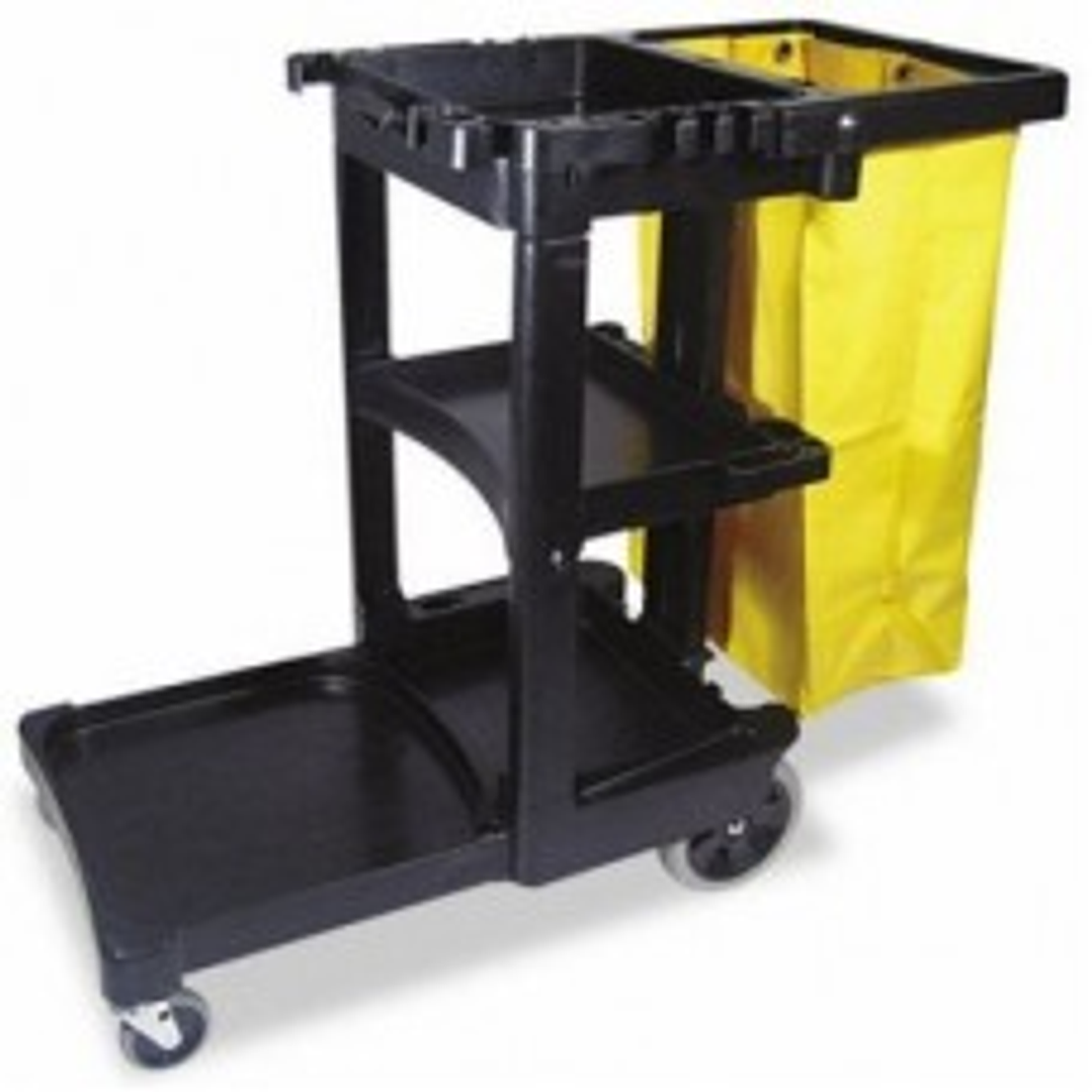 Carro Janitor negro portautiles c/bolsa RUBBERMAID 1