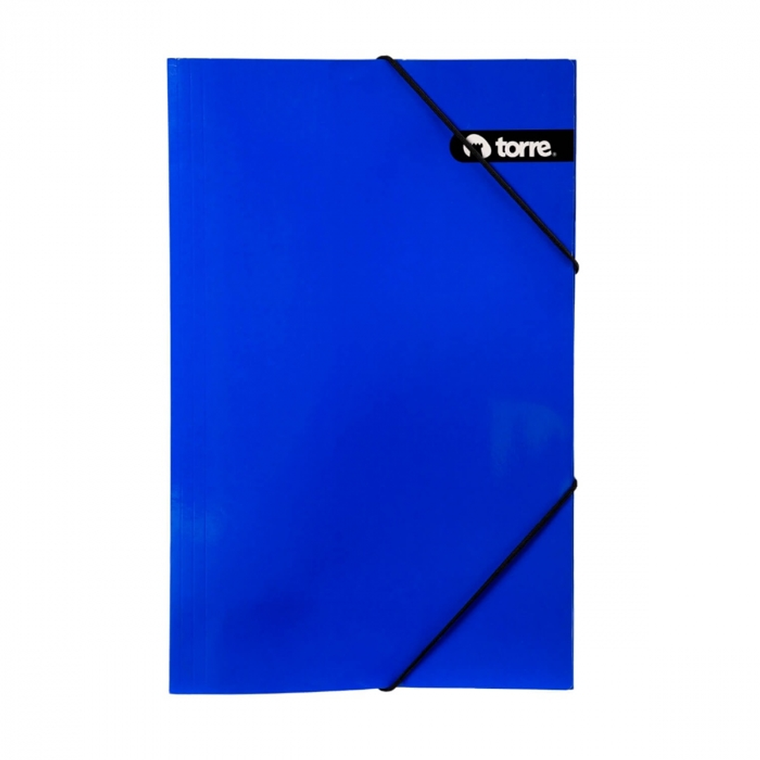 Carpeta cartón oficio con elástico AZUL -TORRE 1
