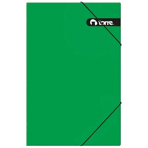 Carpeta cartón oficio con elástico VERDE -TORRE