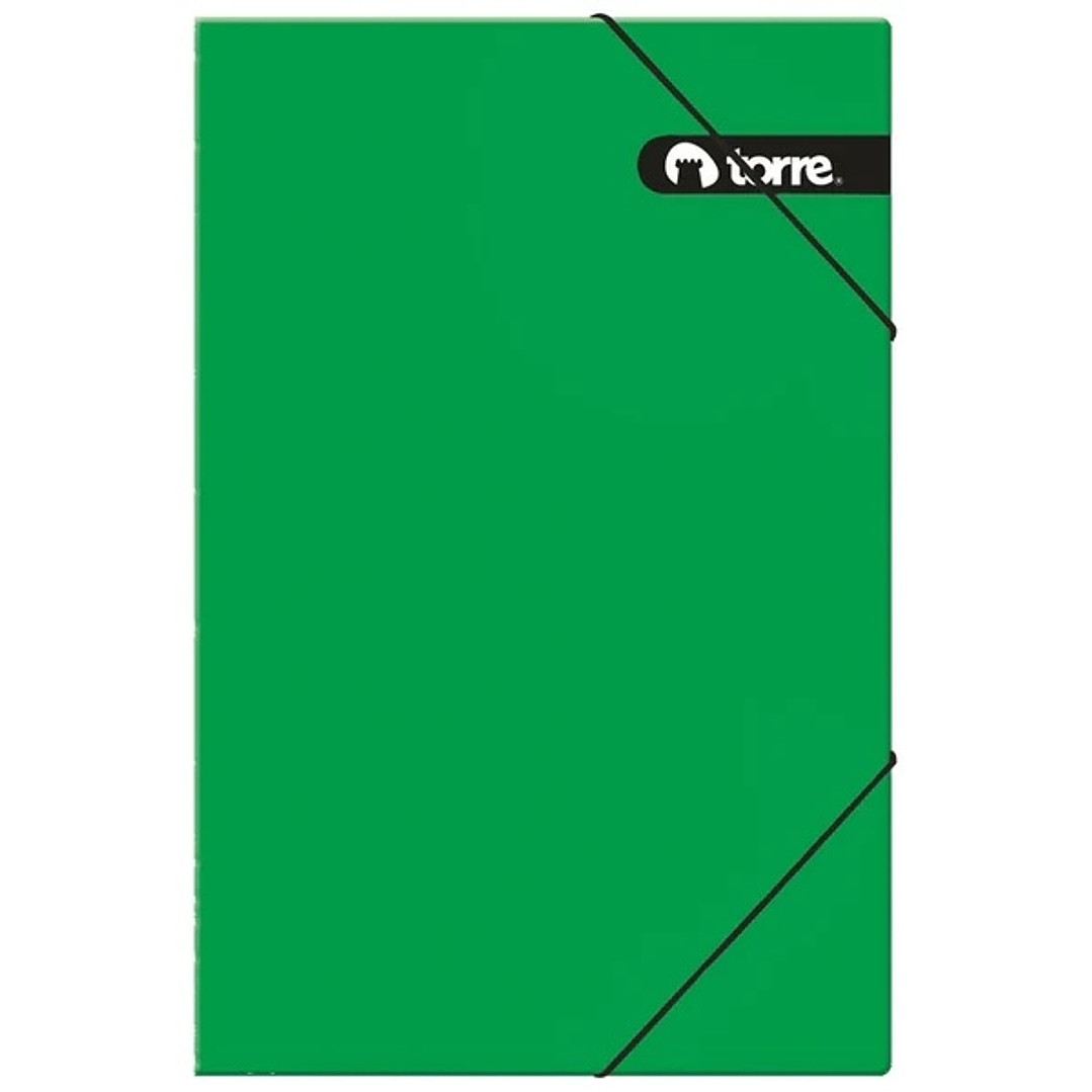 Carpeta cartón oficio con elástico VERDE -TORRE 1