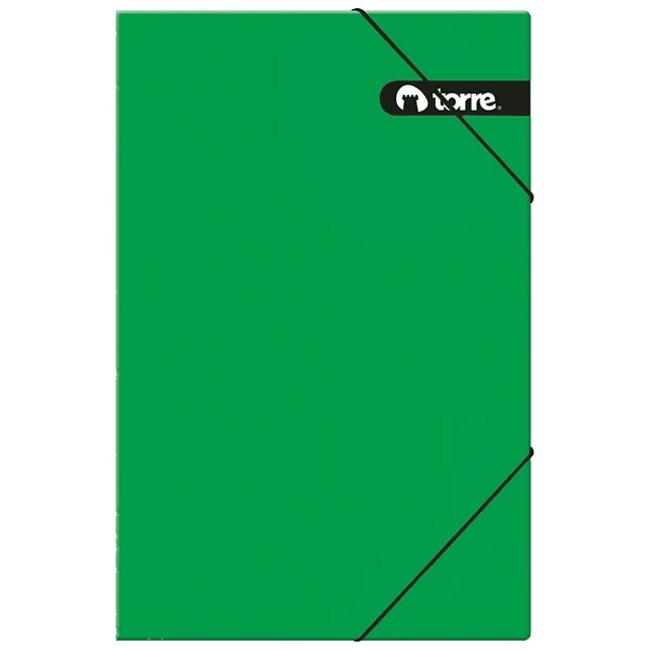 Carpeta cartón oficio con elástico VERDE -TORRE 1