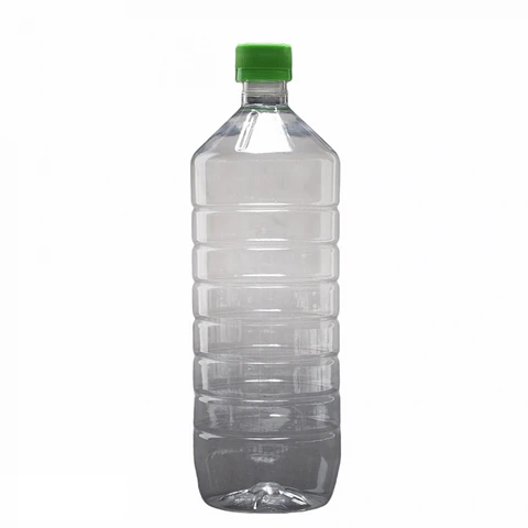 Botella Plástica PET Anillada Transparente con Tapa para Atomizador 1 LT|