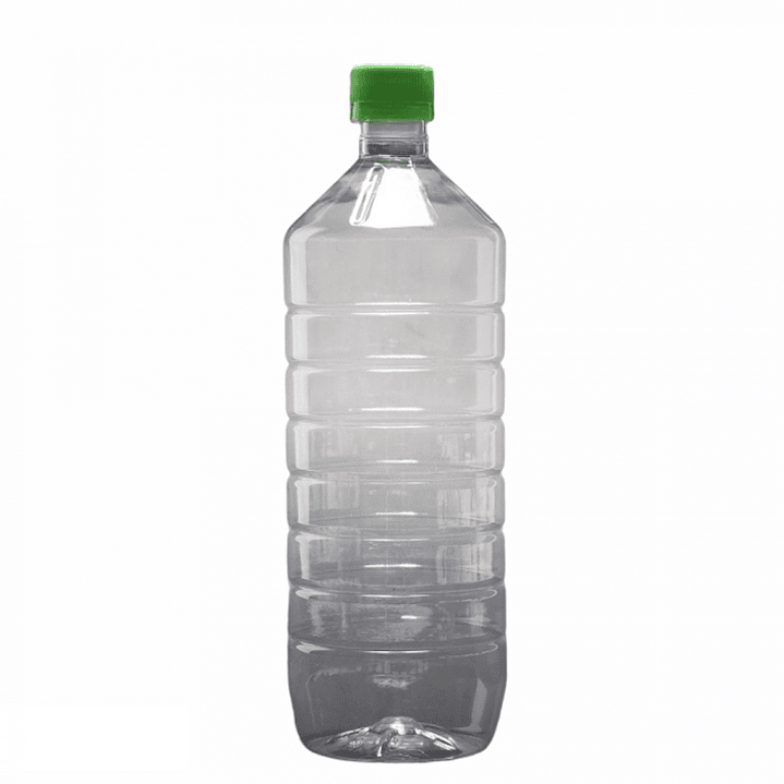 Botella Plástica PET Anillada Transparente con Tapa para Atomizador 1 LT| 1