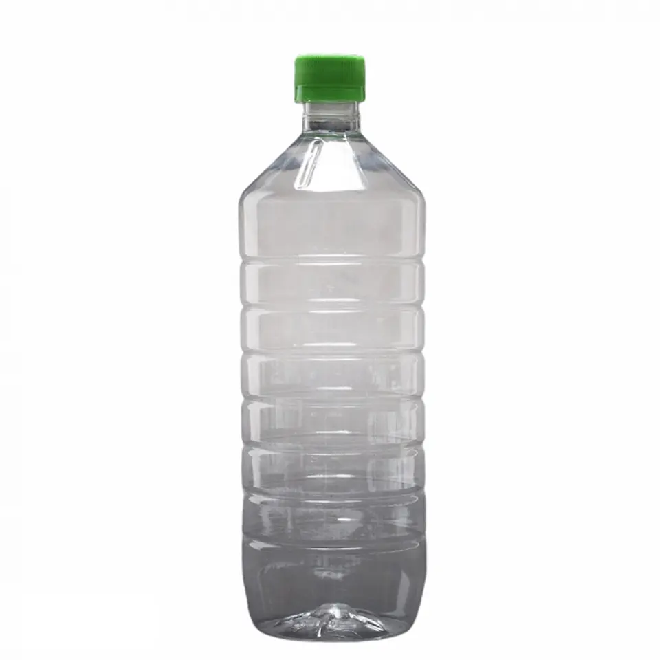 Botella Plástica PET Anillada Transparente con Tapa para Atomizador 1 LT| 1