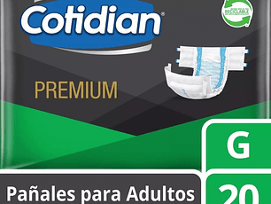 Pañales adulto unisex incontinencia fuerte premium grande 20 UND -COTIDIAN