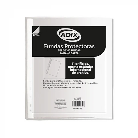 Funda plástica carta 100 UND -ADIX
