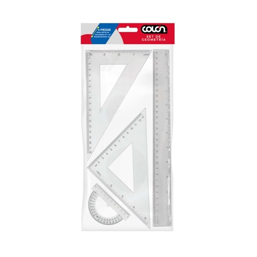 Set geometría plástico 4 piezas -COLÓN 1