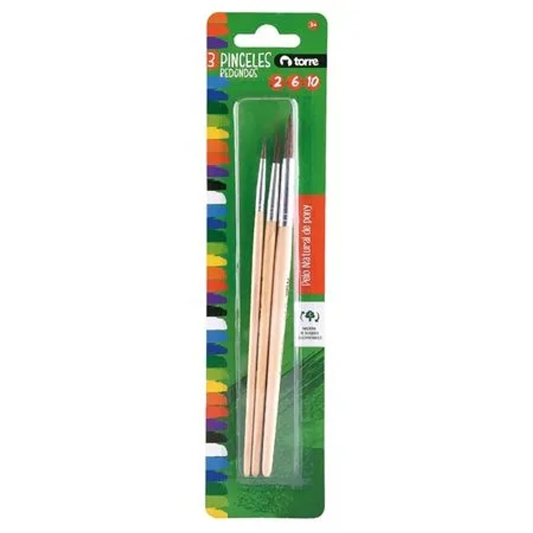Set pinceles redondos n° 2 - 6 - 10 -TORRE 1