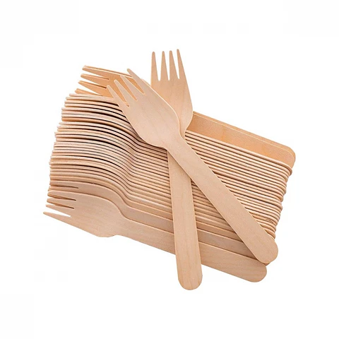 Tenedores de madera ecológicos 16 cm 100 UND -BIOELY