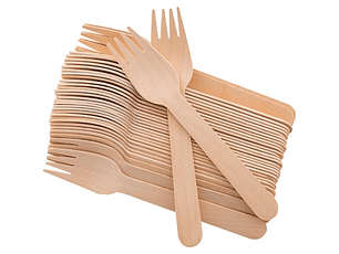 Tenedores de madera ecológicos 16 cm 100 UND -BIOELY