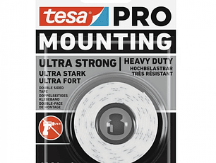 Cinta de montaje doble faz powerbond ultra fuerte 100kg/mt 19 MM x 1,5 MT -TESA