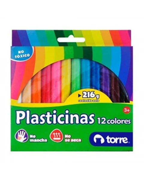 Plasticinas 12 colores 216 GR -TORRE