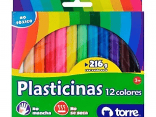 Plasticinas 12 colores 216 GR -TORRE