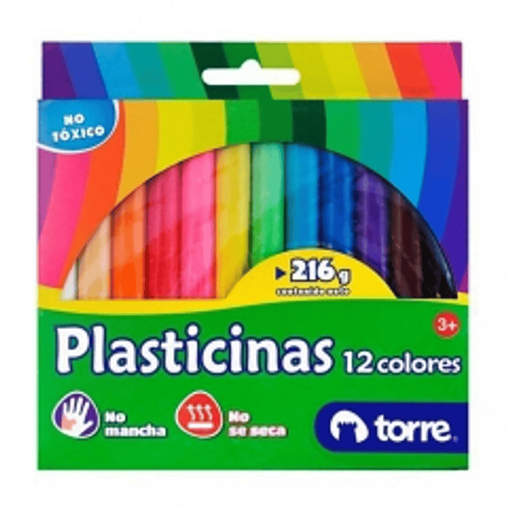 Plasticinas 12 colores 216 GR -TORRE 1