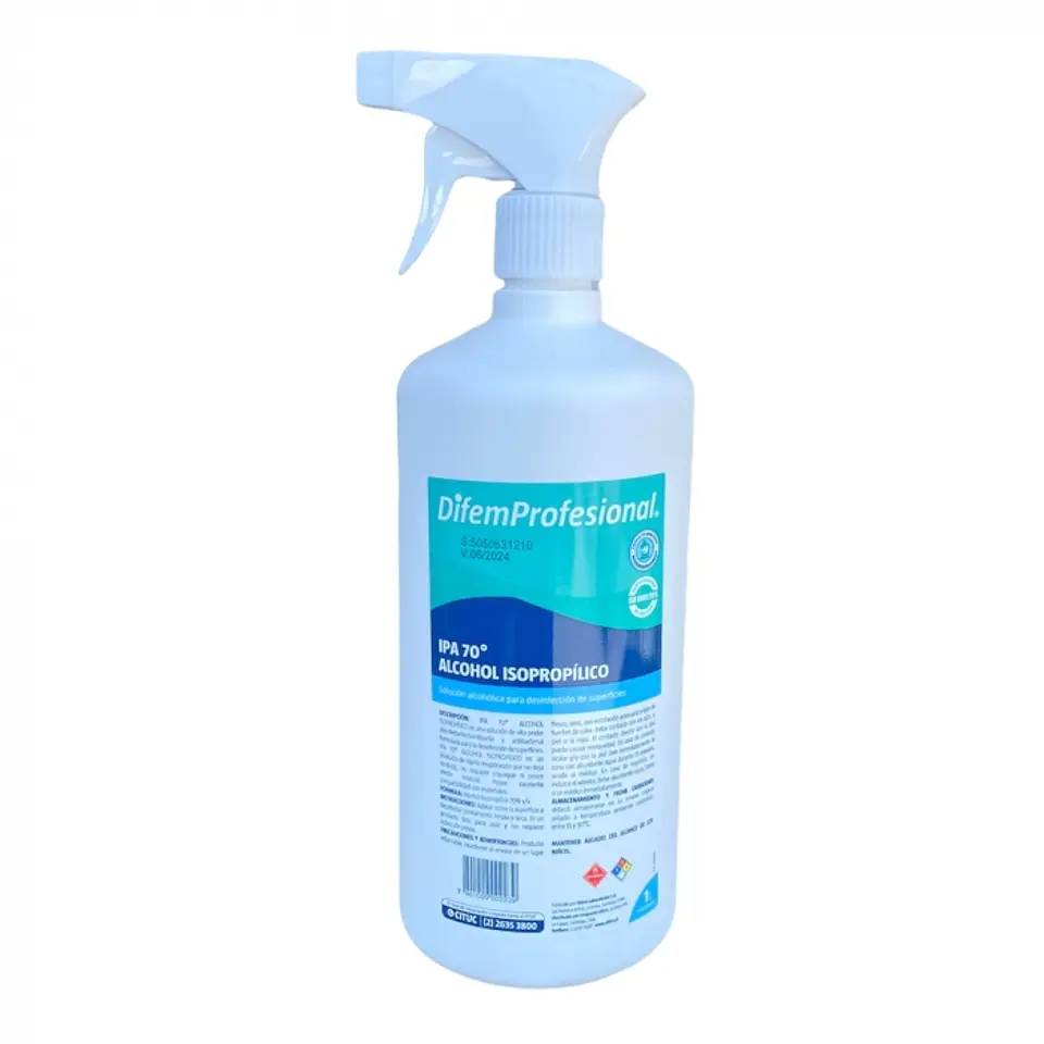 Alcohol isopropílico difemprofesional 70 grados con gatillo 1 LT -DIFEM PHARMA 1