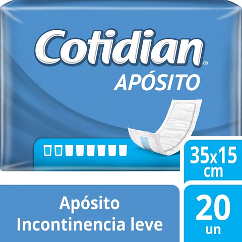 APÓSITOS ADULTO UNISEX INCONTINENCIA LEVE 35 x 15 CM 20 UND -COTIDIAN