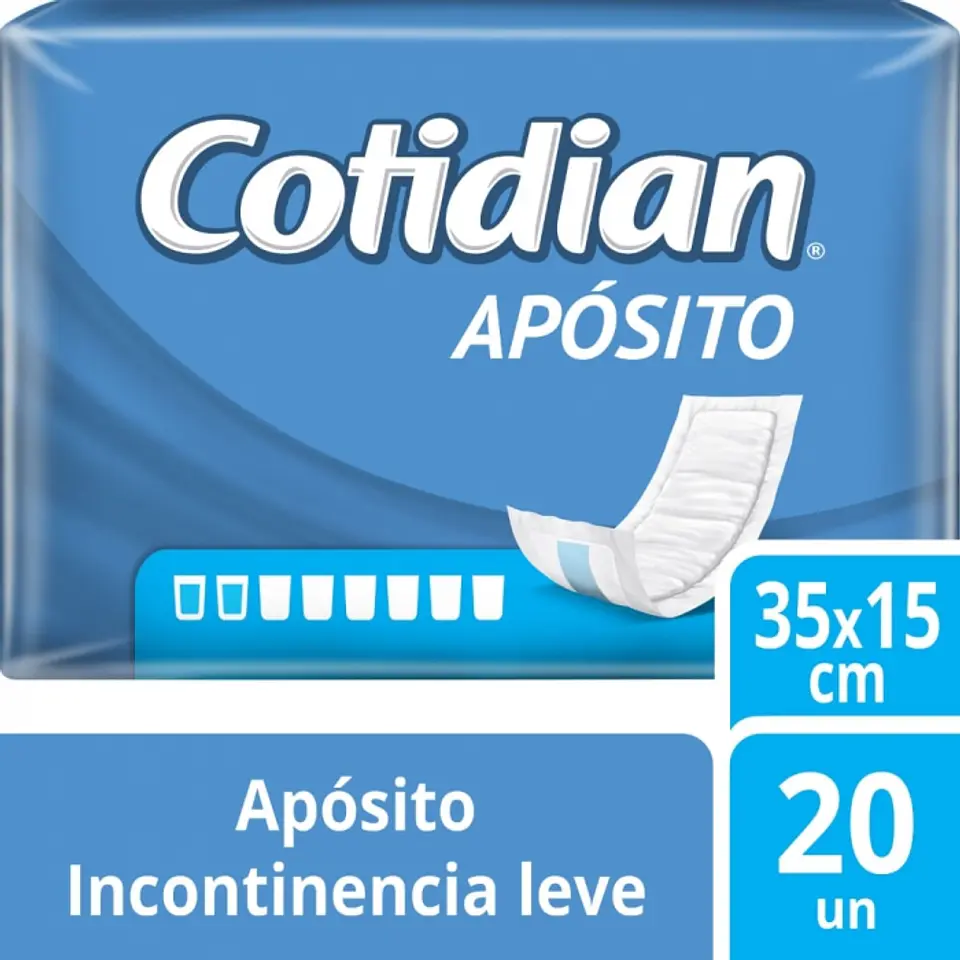 APÓSITOS ADULTO UNISEX INCONTINENCIA LEVE 35 x 15 CM 20 UND -COTIDIAN 1