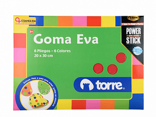 Bolsón goma eva 6 pliegos 6 colores 20 x 30 CM -TORRE