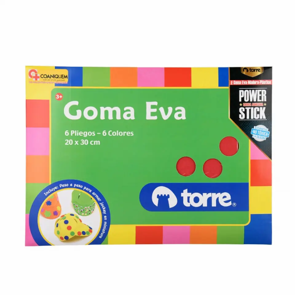 Bolsón goma eva 6 pliegos 6 colores 20 x 30 CM -TORRE 1