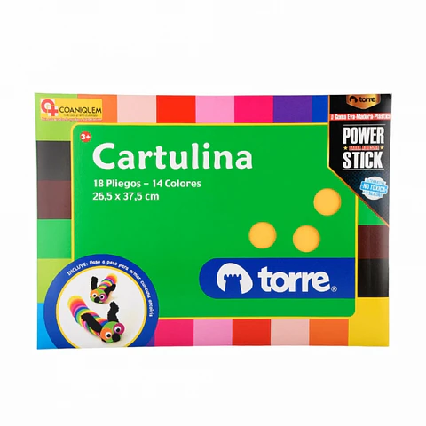 Bolsón cartulina 18 pliegos 14 colores 26,5 x 37,5 CM -TORRE