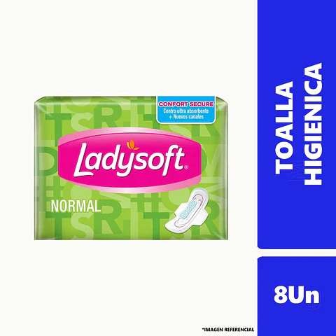 Toallas higiénicas femeninas normal tela suave 8 UND -LADYSOFT