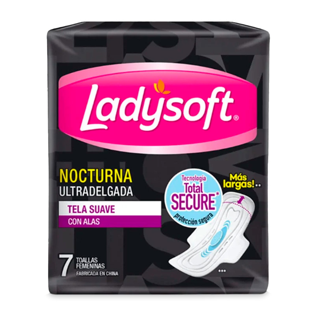 Toallas higiénicas femeninas nocturna normal tela suave 7 UND -LADYSOFT 1