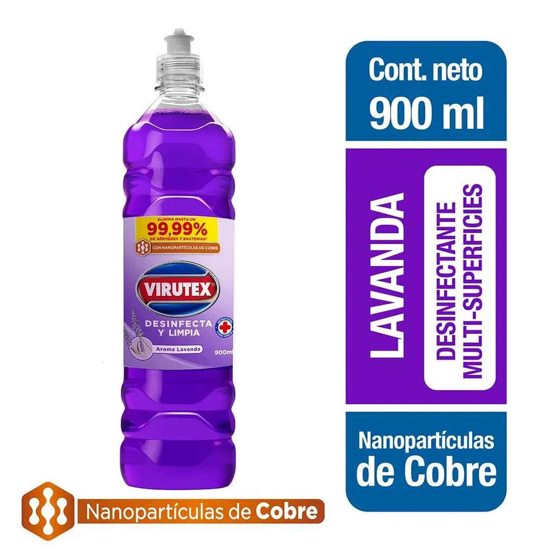 Limpiador desinfectante multiuso de superficies - lavanda 900 ML -VIRUTEX 1