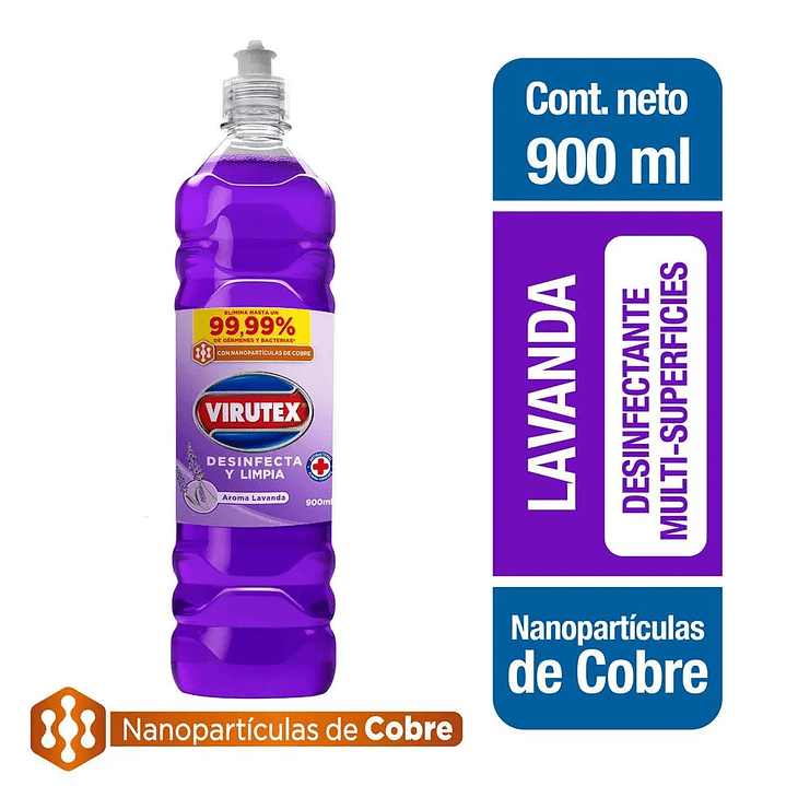 Limpiador desinfectante multiuso de superficies - lavanda 900 ML -VIRUTEX 1