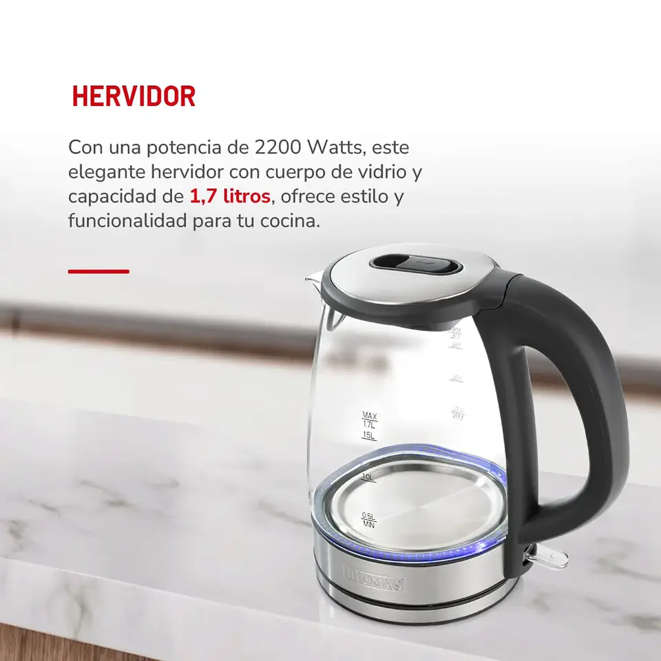 Hervidor de Vidrio 1,7lts TH-4725V/ THOMAS/Resistencia E Higiene para Espacios 2