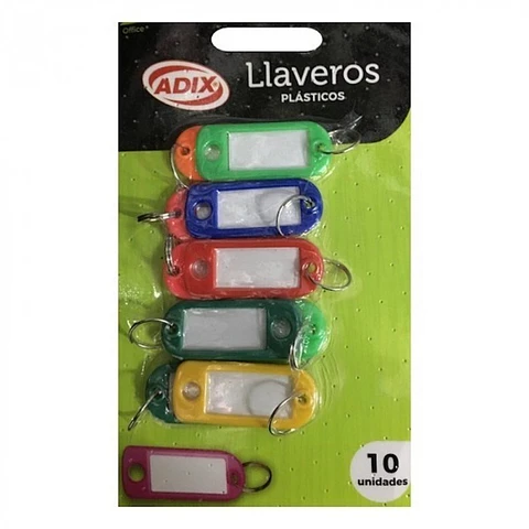 Llaveros con placas identificación de colores 10 UND -ADIX