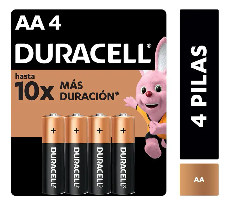 Pilas AA alcalinas 1.5v 4 UND -DURACELL 1
