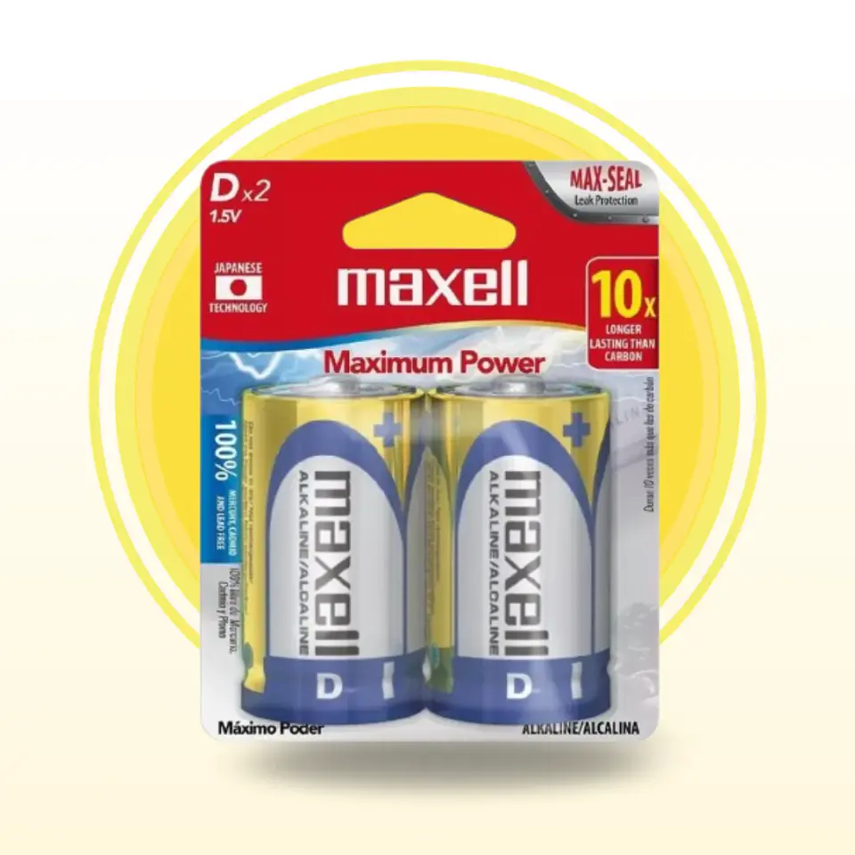 Pilas D alcalinas 1.5v maximum power 2 UND -MAXELL 1