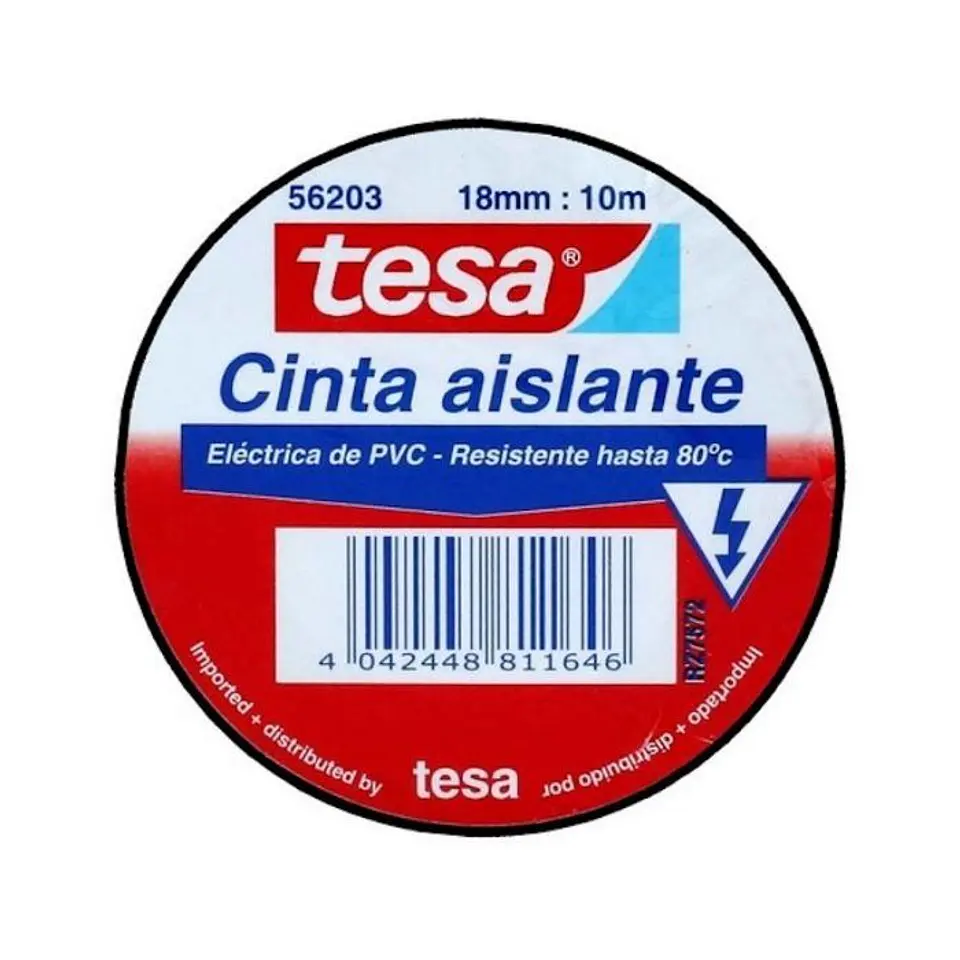 Cinta Aisladora Eléctrica Negra 18 MM x 10 MT -TESA 1