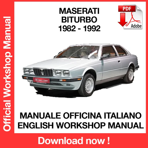 Maserati Biturbo (1982, 1983, 1984, 1985, 1986, 1987) (EN) Workshop Repair Manual FREE PDF Download