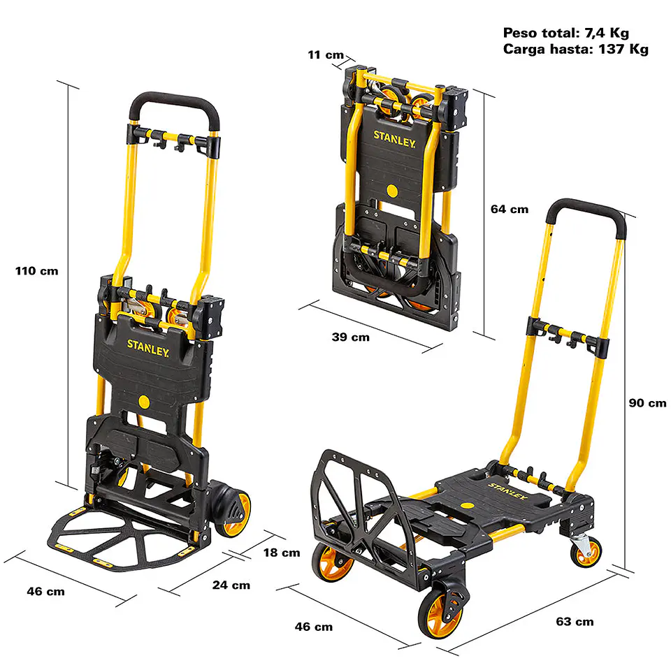 Carro Plegable 2 in 1 STANLEY Tipo Yegua, FT585 70/137 Kg 4