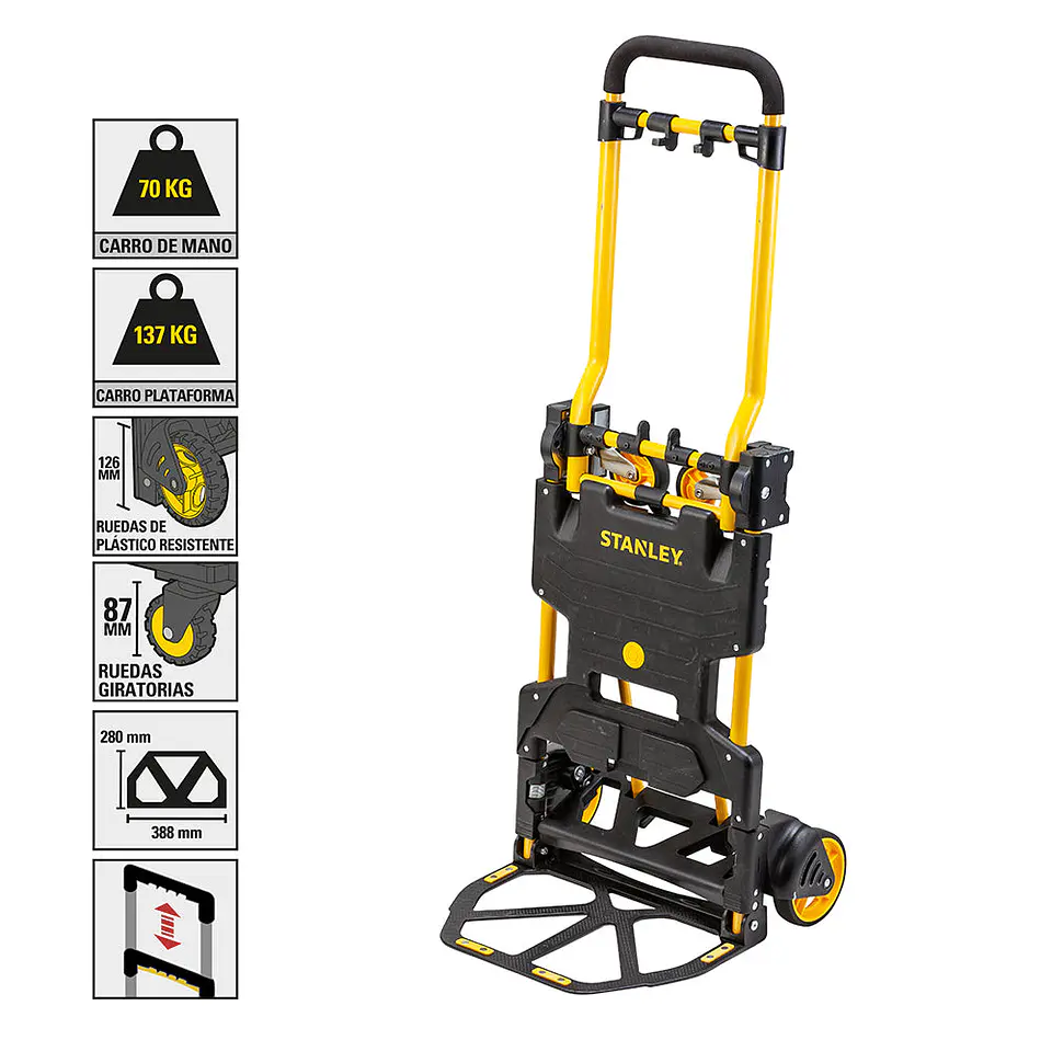 Carro Plegable 2 in 1 STANLEY Tipo Yegua, FT585 70/137 Kg 5